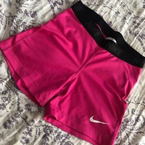 Pink Nike pro shorts